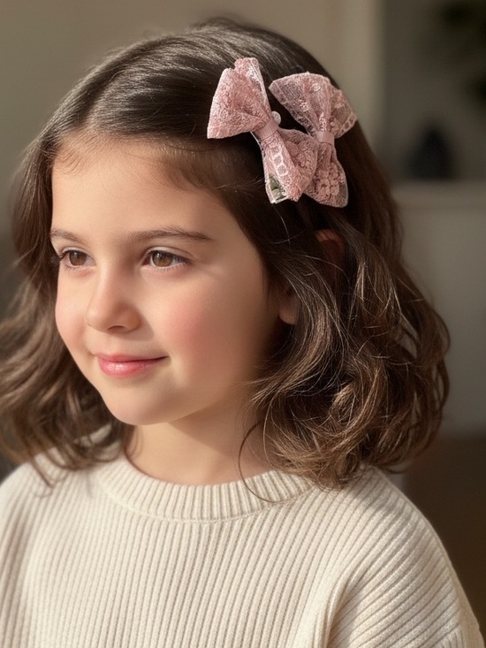 Other - Dusty Rose Lace Bow Hair Clips - Set of 2